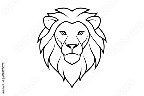 Regal Lion Head Line Art Logo Illustration Modern Animal Vector
