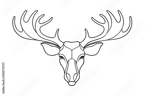 Rustic Line Drawing Moose Head Logo Wildlife Minimal Artwork