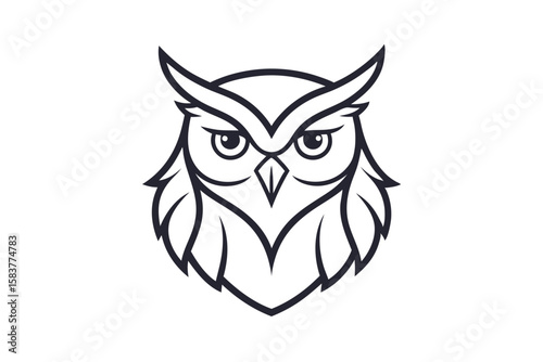 Minimal Line Drawing Owl Head Logo Creative Nature Illustration