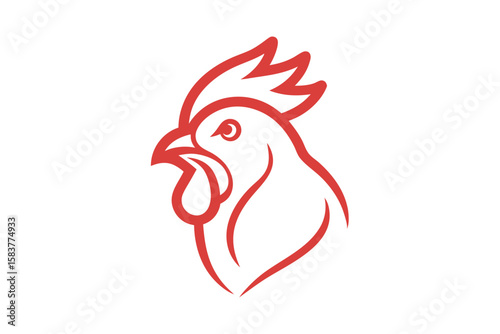 Minimal Rooster Head Drawing for Elegant Branding