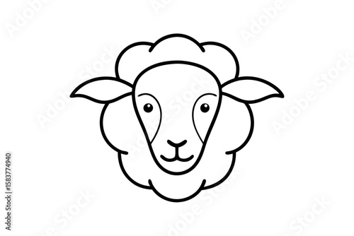 Stylish Sheep Head Line Drawing for Pastoral Themes