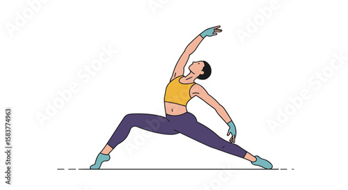man practicing yoga pose with stretched arms in activewear  
