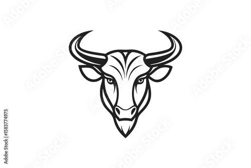 Wildebeest Head Minimal Line Logo Vector Illustration