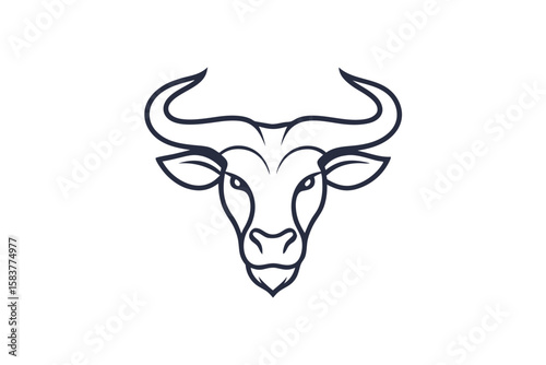 Modern Wildebeest Head Line Art Logo Design