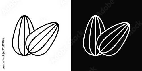 Almond icon in outline style. Vector.