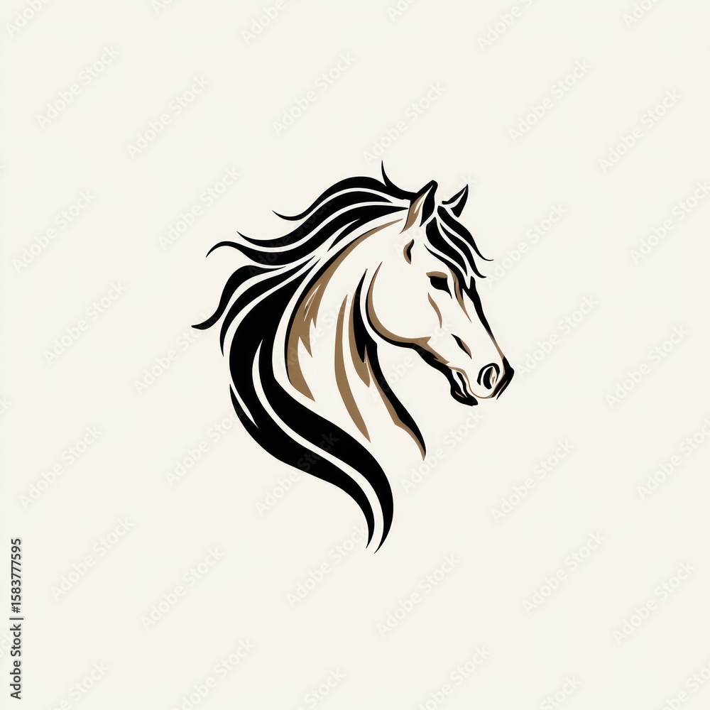 Naklejka premium Horse head profile, stylized