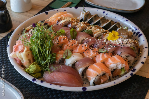 Assorted Sashimi and Nigiri Platter Evoking Culinary Delight