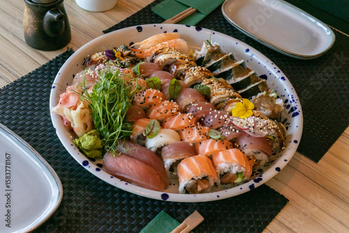 Vibrant Assorted Sushi Platter Inviting Shared Celebration
