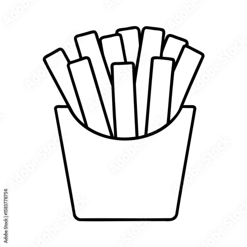 Outline french fries in a paper carton on a food fast
