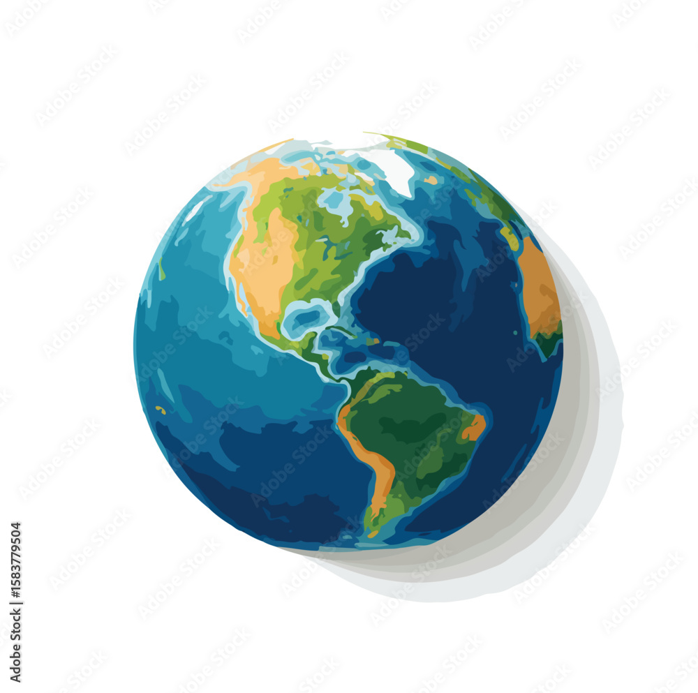 Fototapeta premium earth isolated in White Background, earth vector, Flat lay vector illustration