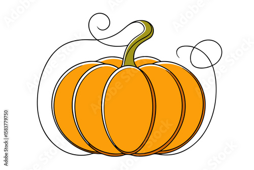 Simple Pumpkin Line Art Illustration with Cartoon Vibe Vector