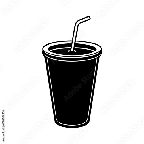 A soda cup with a straw on a drink beverage