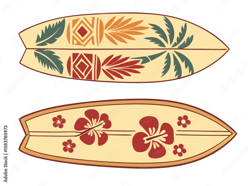 Obraz premium hawaii surfboards vector illustration beach style design