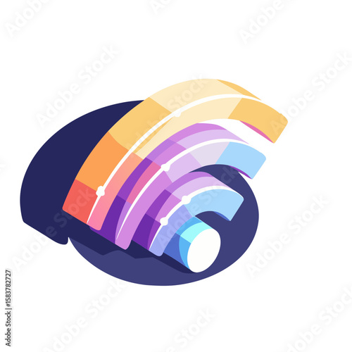 Colorful WiFi icon with signal bars for connectivity and internet access concepts