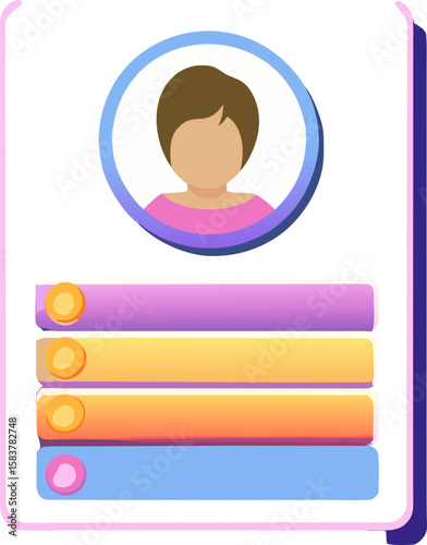 Colorful user profile icon with photo and customizable information fields for social media and online accounts