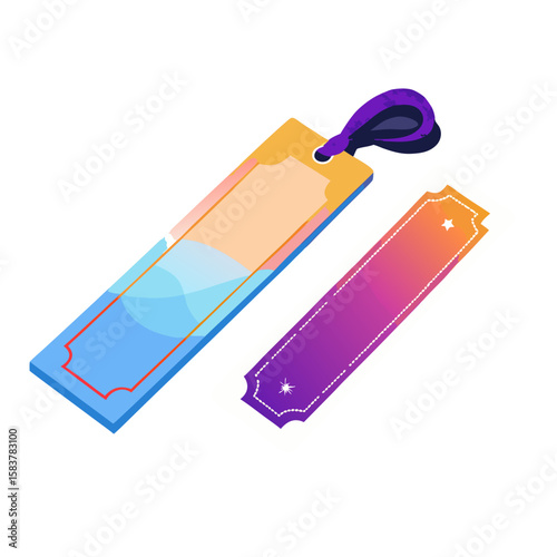 Vector bookmark icon in flat design style, colorful, reading accessory concept
