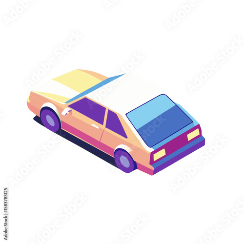 Vector car icon in flat design style, colorful, modern transportation concept