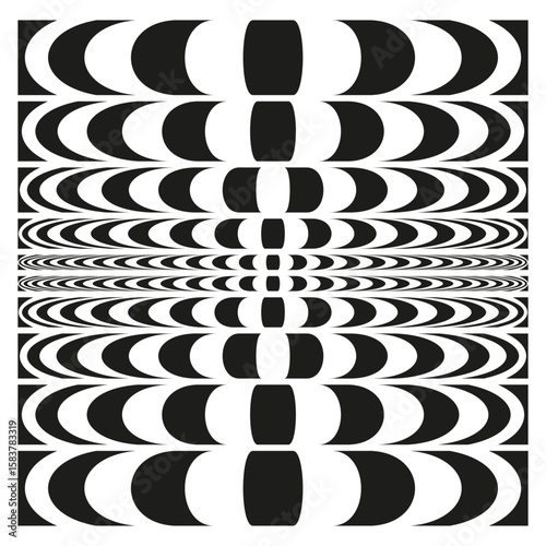 Abstract block pattern. Repeating stripe design. Optical illusion Vector. Geometric tunnel background.