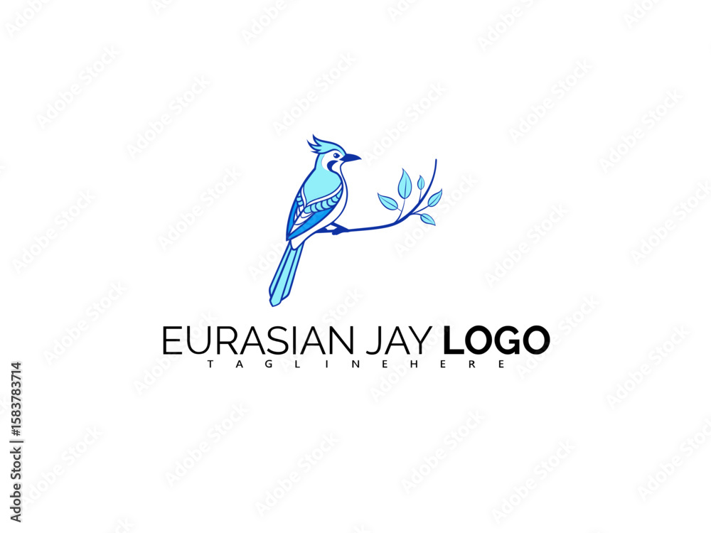Obraz premium Elegant Eurasian Jay Logo Design Featuring a Blue Bird Icon. Vector Style for Bird-Themed Branding, Eco-Friendly Packaging, Nature Adventure Identity, and Ornithology Logos.