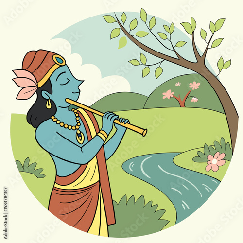 Lord Krishna is a major deity in Hinduism, revered as the eighth avatar of Vishnu and also as the Supreme God in his own right. He is known for his roles as a protector, compassionate figure, and sour