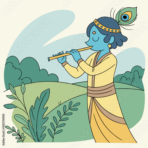 Lord Krishna is a major deity in Hinduism, revered as the eighth avatar of Vishnu and also as the Supreme God in his own right. He is known for his roles as a protector, compassionate figure, and sour