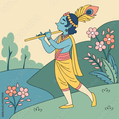 Lord Krishna is a major deity in Hinduism, revered as the eighth avatar of Vishnu and also as the Supreme God in his own right. He is known for his roles as a protector, compassionate figure, and sour