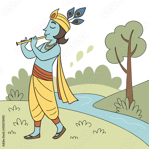 Lord Krishna is a major deity in Hinduism, revered as the eighth avatar of Vishnu and also as the Supreme God in his own right. He is known for his roles as a protector, compassionate figure, and sour