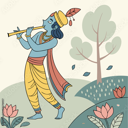 Lord Krishna is a major deity in Hinduism, revered as the eighth avatar of Vishnu and also as the Supreme God in his own right. He is known for his roles as a protector, compassionate figure, and sour