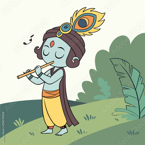 Lord Krishna is a major deity in Hinduism, revered as the eighth avatar of Vishnu and also as the Supreme God in his own right. He is known for his roles as a protector, compassionate figure, and sour