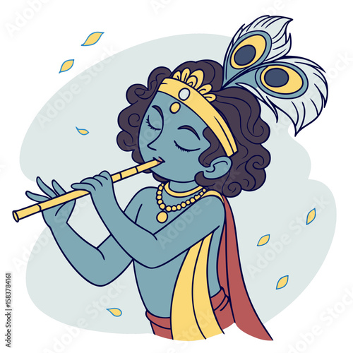 Lord Krishna is a major deity in Hinduism, revered as the eighth avatar of Vishnu and also as the Supreme God in his own right. He is known for his roles as a protector, compassionate figure, and sour
