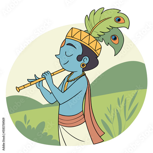 Lord Krishna is a major deity in Hinduism, revered as the eighth avatar of Vishnu and also as the Supreme God in his own right. He is known for his roles as a protector, compassionate figure, and sour
