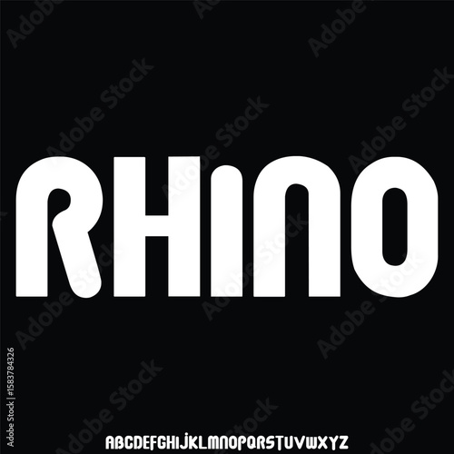 Modern strong rhino condensed alphabet display font vector illustration