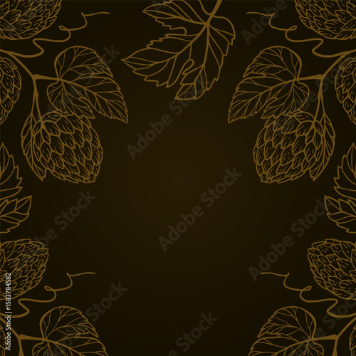 banner for a brewery with hops on a dark background. a hop sketch with a place for text