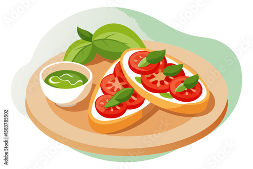 Traditional Bruschetta with Tomatoes and Herbs Design
