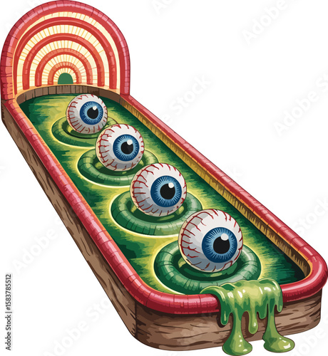 ball lane with stitched eyeballs as balls art design illustration premium quality