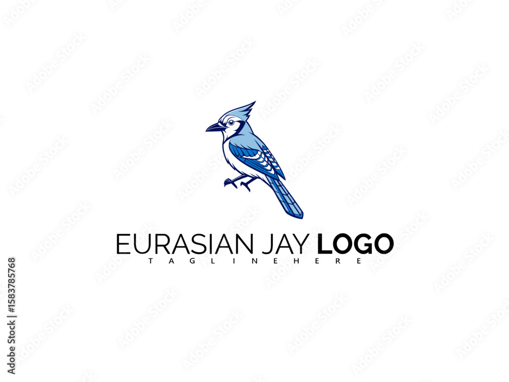 Fototapeta premium Premium Eurasian Jay Logo Design in Stylish Vector Form. Ideal for Birdwatching App Icons, Eco Packaging, Wildlife Tourism, and Natural Brand Identity for Environmental Awareness.
