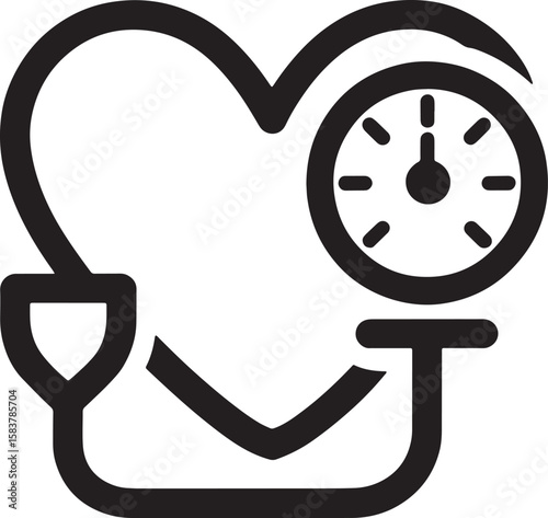 blood pressure gauge with love shape silhouette line art design illustration premium quality