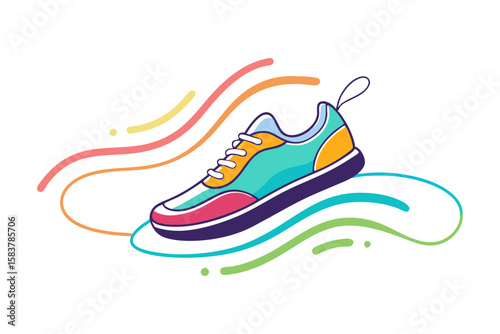 Track Running Shoes Illustration with Speed Effect and Detail