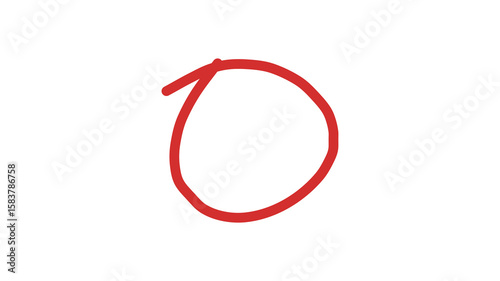Paint Brush Red Circle Mark on Transparent Background Scribble Oval Highlight Icon for Emphasizing Text