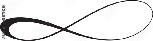 Elegant black infinity symbol with a smooth flowing curve isolated on transparent background