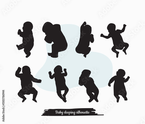 Baby sleeping silhouette art vector design