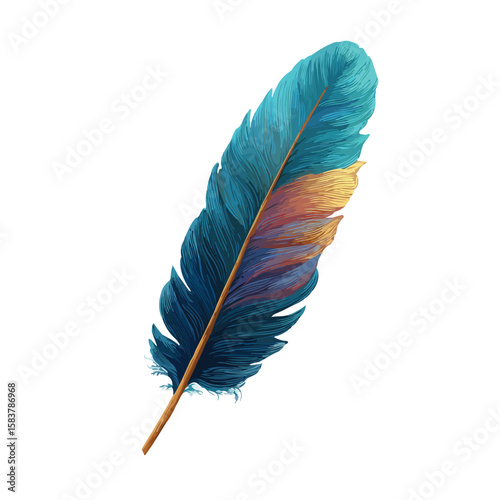 feather isolated in White Background, feather vector, Flat lay vector illustration