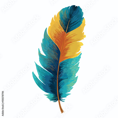 feather isolated in White Background, feather vector, Flat lay vector illustration