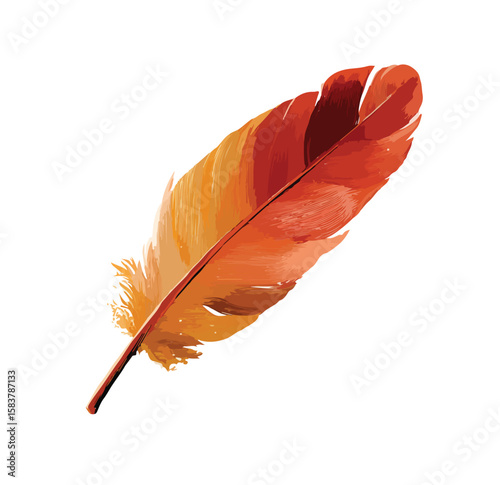 feather isolated in White Background, feather vector, Flat lay vector illustration