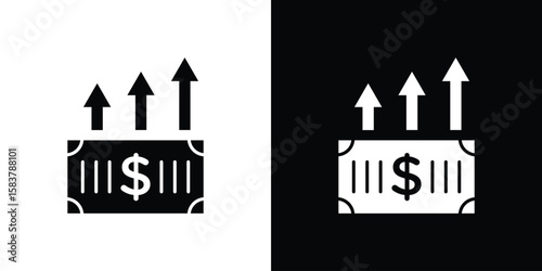 capital gain icon black and white. Simple glyph icons.