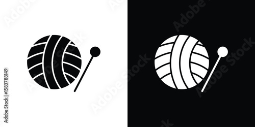 Wool ball icon black and white. Simple glyph icons.