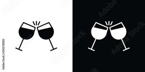 Wine toast icon black and white. Simple glyph icons.