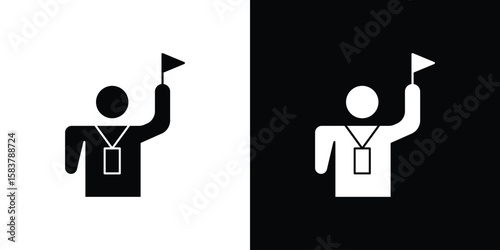 Tourist Guide icon black and white. Simple glyph icons.