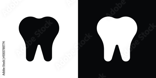 Tooth icon black and white. Simple glyph icons.