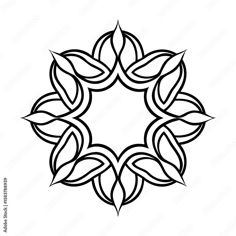 Obraz premium Floral design element with eight petal-like shapes a central circular space flower